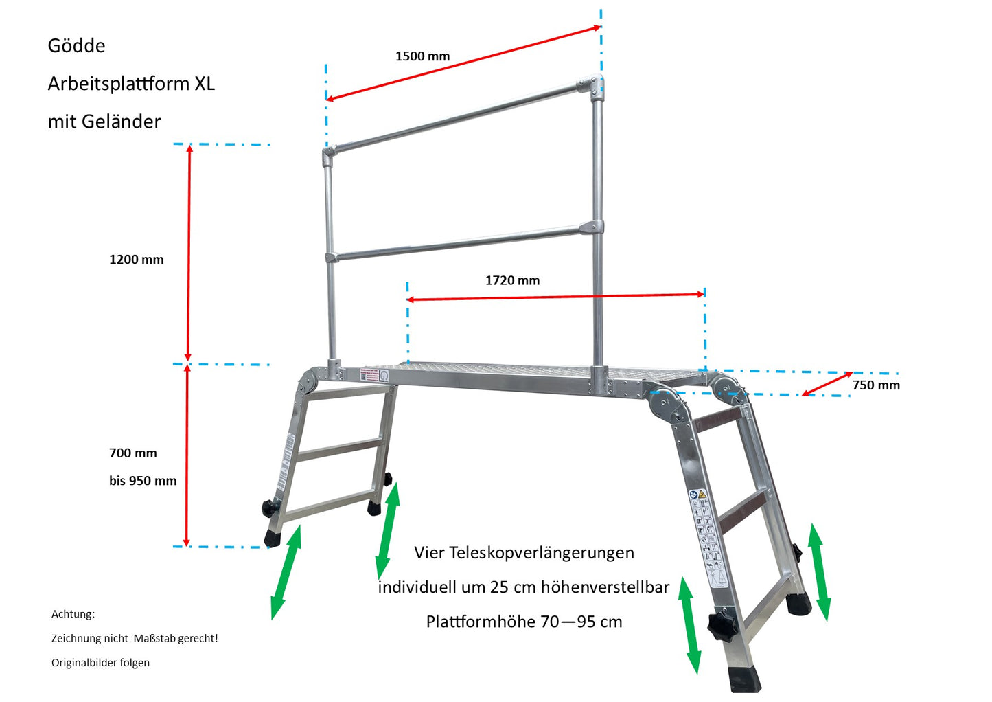Gödde Arbeitsplattform XL klappbar mit Geländer